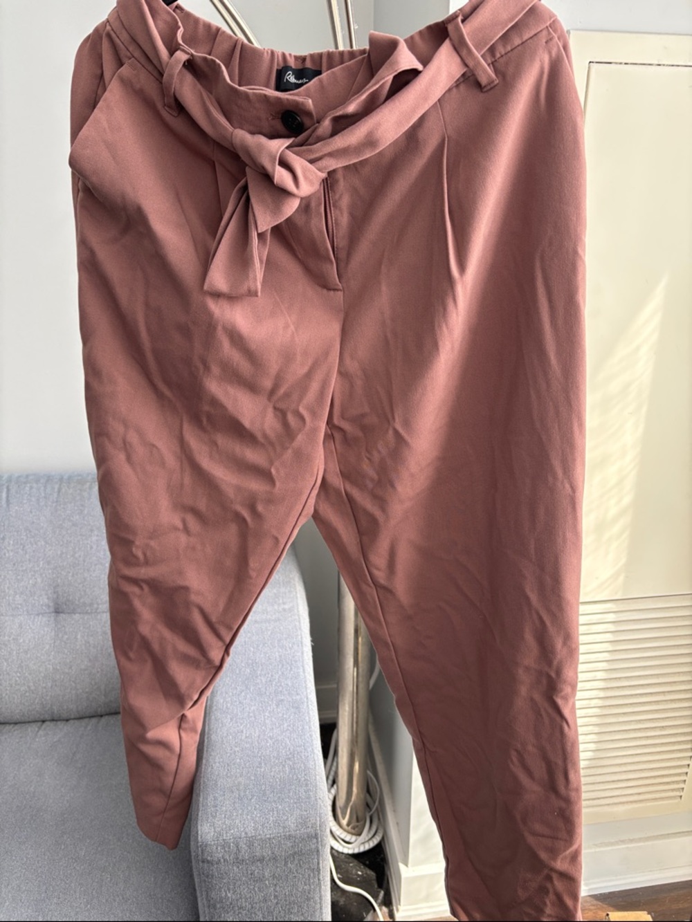 Reitmans Dusty Rose Paperbag Waist Trousers with Self-Tie